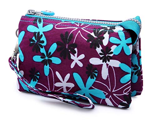 Crest Design Water Repellent Cell Phone Purse Wristlet Clutch Wallets For Women With Wrist Strap (Purple Laurentia)