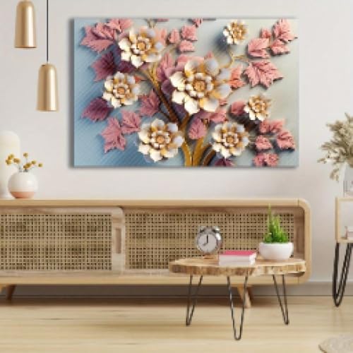 Texture Botanique Feuilles Roses Toile Premium Grand Format Châssis Intégré