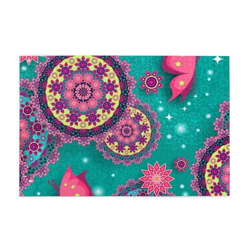 マンダラパターンインド 北欧スタイル 木製 パズル 娯楽 知育玩具 ストレス軽減 ジグソーパズル 減圧 装飾 室内装飾 壁飾り 誕生日プレゼント 子供 大人 1000pcs