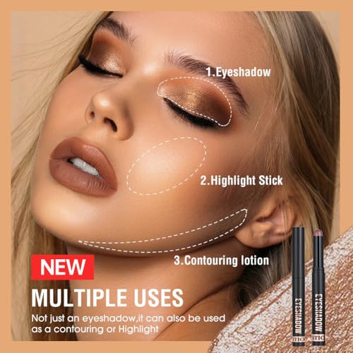 ALIIP Cienie do powiek w sztyfcie, 6 x 2g Zestaw ołówków do cieni do powiek z brokatem i matowym, Eye Shadow Stick w kremie, łatwy w użyciu, tworzy kredki do oczu i długotrwały makijaż oczu (zestaw A)