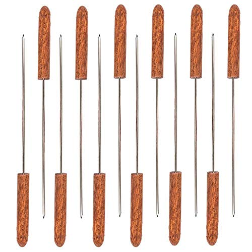 Image of TrustBasket Premium Stainless Steel Skewers for Grilling (Set of 12)- Heavy Duty Kabab Skewer Set, Perfect Barbeque Skewers and Barbecue Sticks for Skewer Grill - Rustproof and Reusable