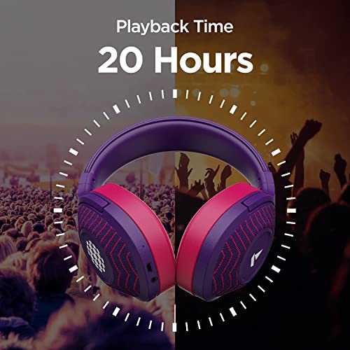 Image of boAt Rockerz 558 Sunburn Edition with 50MM Drivers, 20 Hours Playback, Physical Noise Isolation and Soft Padded Earcups Over Ear Wireless Headphone(Techno Purple)