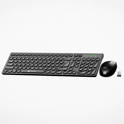 Portronics Key7 Combo Wireless Keyboard & Mouse Set with 2.4GHz USB Receiver, Hi Optical Tracking 1200DPI, Soft Keys for Noiseless Typing, 12 Short…