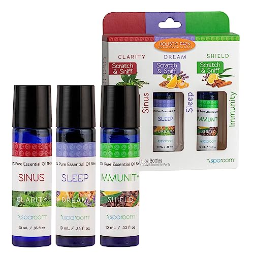 SpaRoom Aromatherapy 100% Pure Essential Oils for Diffusers and Air Freshners, Holistic Collection, Set of 3