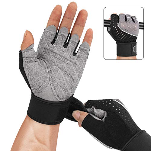 Joyoldelf Weight Lifting Gloves, Breathable & Built-in Wrist Wraps and Strong Grip Padded