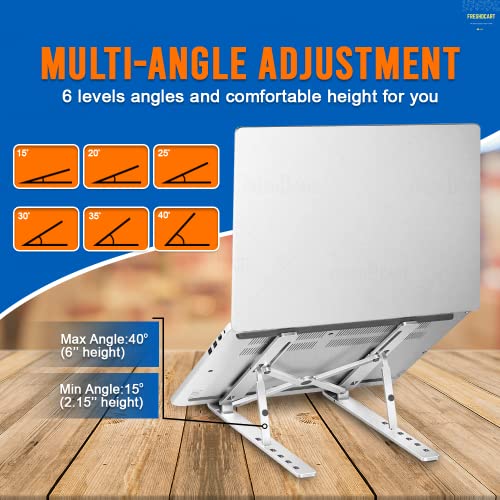 Image of FreshDcart FDC287 Foldable Laptop Stand Aluminum Laptop Stand with Multiangle Adjustable Stand for Notebook MacBook Tablet Tray Desk Table Book Laptop (Pack of 1)