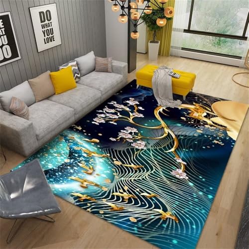 Tapis table basse bleu et vert pour protéger le sol du bureau avec style