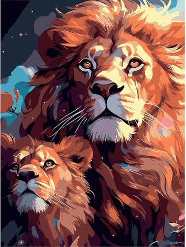 Peinture par numéros adultes débutants pour réussir un tableau de lion sans savoir dessiner