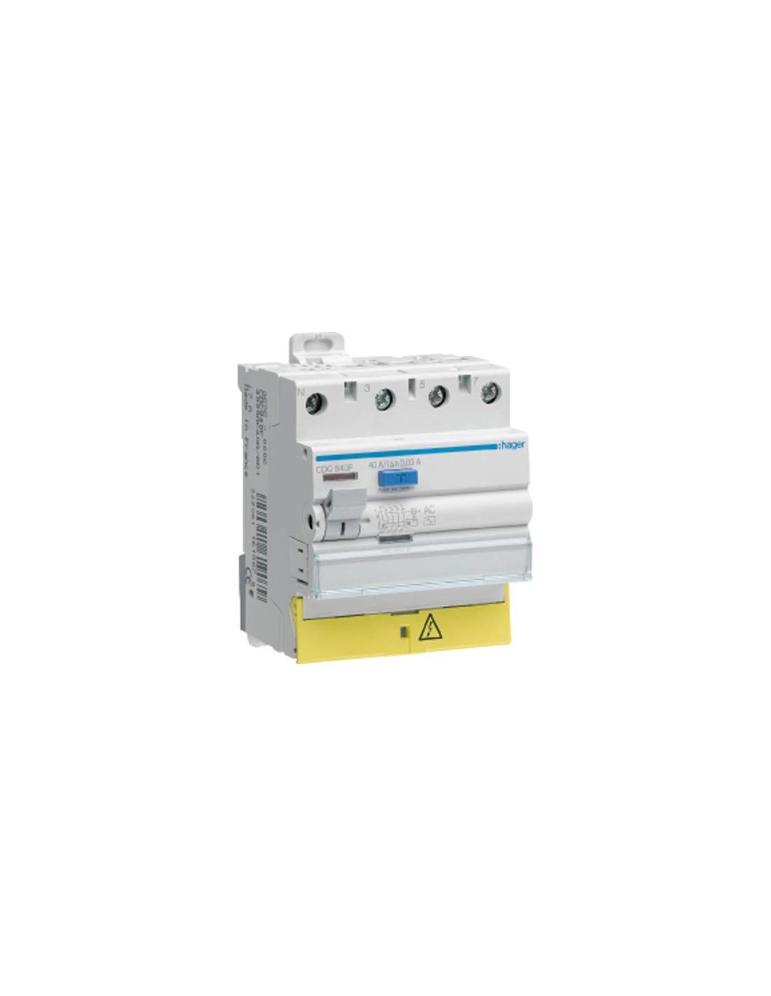 interrupteur différentiel hager - 40a - 30 ma - 3 pôles + neutre - type ac - vis / vis