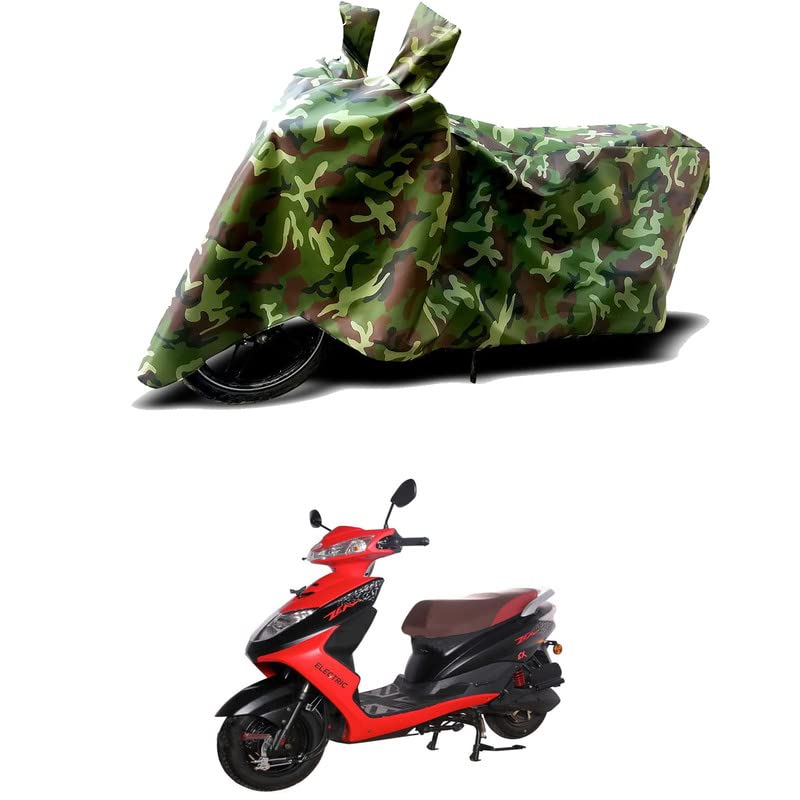 Image of 100% Water Resistant Full Bike Scooty Two Wheeler Body Cover Compatible for Ampere V48 Plus /UV-Rays /Heat Protection /Birds Dropping /Scratchproof /Dust Proof /Waterproof /All Varients[Green MJ]