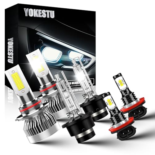 YOKESTU Fit For Nissan Altima 2005 2006 High Low Beam and Fog Light Bulbs Combo, 6500K White Light, 600% Brightness, Plug n Play, Pack of 6