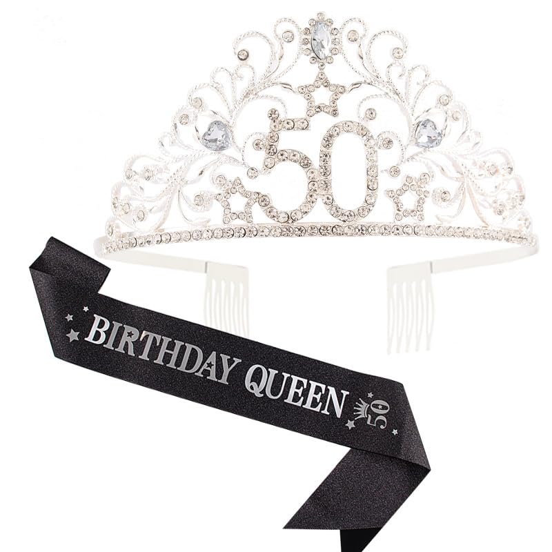 Cadeau de 50e anniversaire pour femme avec écharpe et diadème