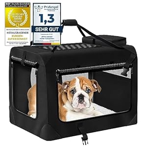 all Pets United® Dog Transport Box Animal Dog Box Transport Bag Foldable Dog Bag Pet Transport Breathable & Water-Repellent for Dogs and Cats (M (60 x 42 x 42 cm), Black)
