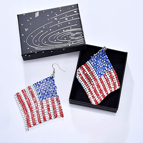 American Flag Earrings for Women Patriotic Independence Day 4th of July Drop Dangle Earrings Hook Earrings Fashion Jewelry (Alloy Mesh)4