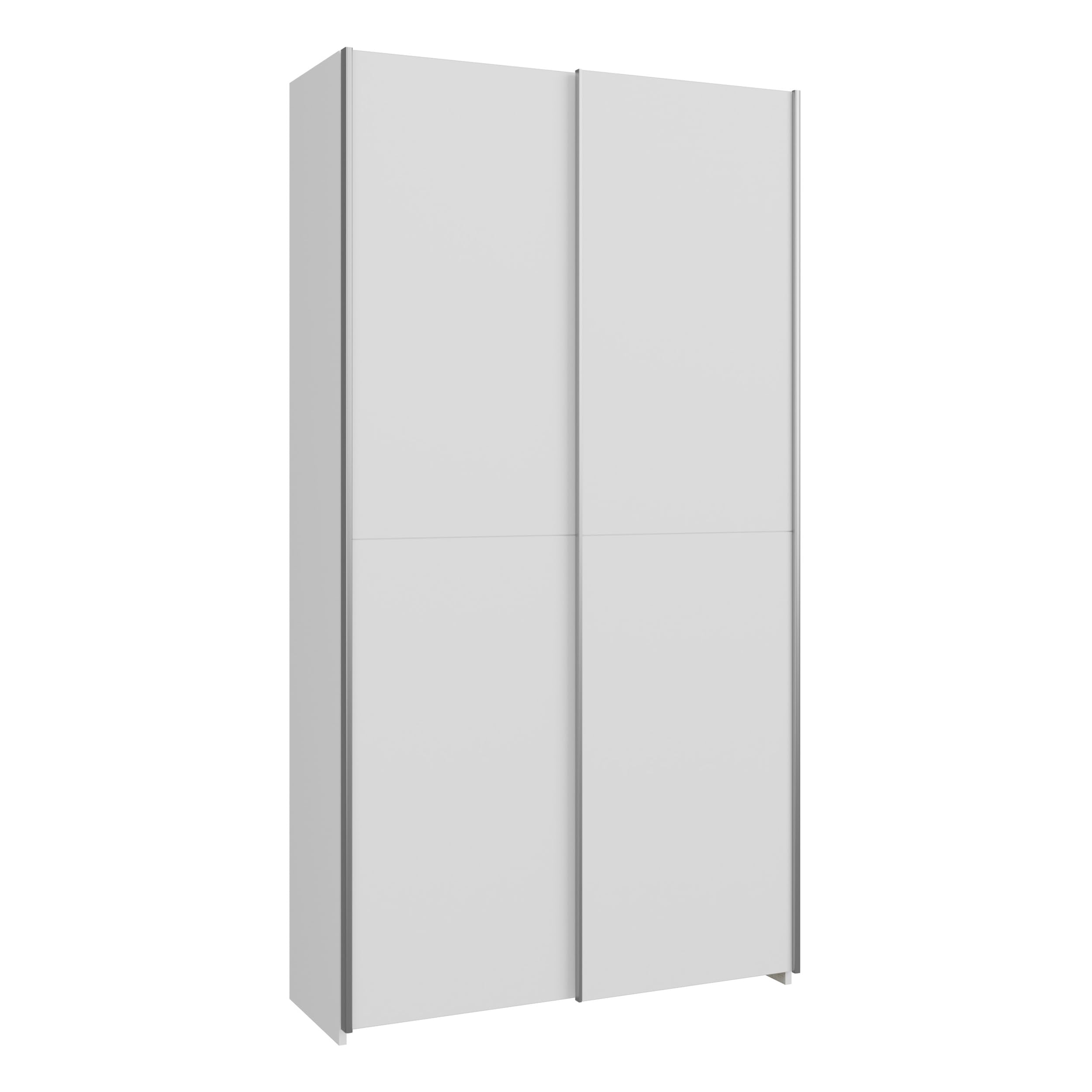 Forte Home Nook Merhzweckschrank 100 40, moderner Schwebetürenschrank mit 2 Türen, schmal, Flur, Holzwerkstoff, Weiß, 100,1 cm breit x 190,5 cm hoch x 39,1 cm tief