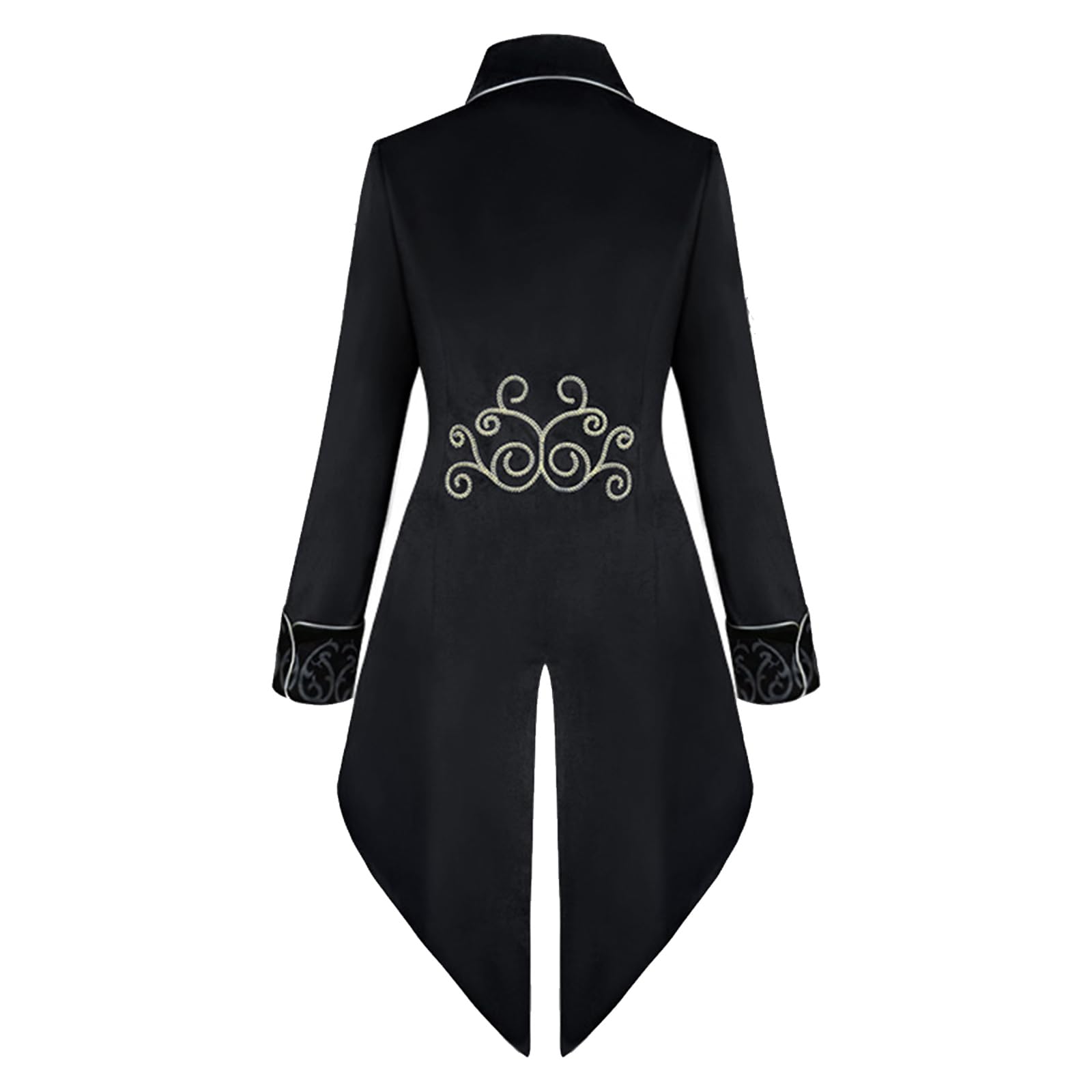 FJKVKDT Men Medieval Steampunk Tailcoat Jacket Male Victorian Renaissance Gothic Retro Coat Halloween Party Cosplay Gentleman Costumes for Adult (Black - Image 2