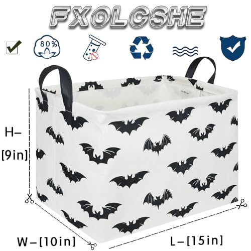 Image of Halloween Batman Basket,Collapsible waterproof storage basket,Batman toy decor,Cute toy storage box Empty for kids,Organizer Containers for Kids Toys,bat room decor(Black bats)
