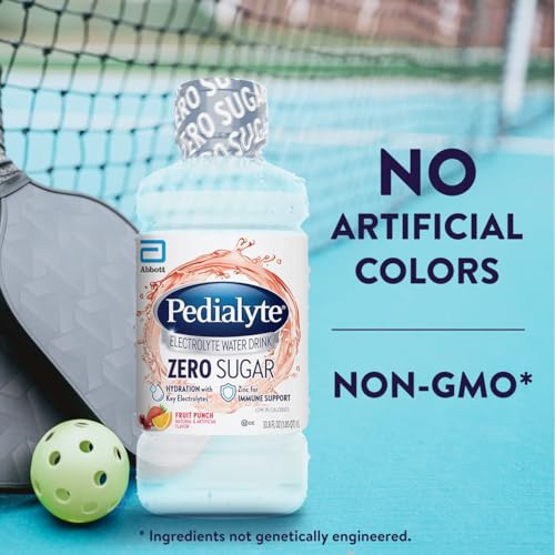 Image of Pedialyte Electrolyte Water with Zero Sugar, Fruit Punch Hydration Drink | Hydration Low in Calories, 3 Key Electrolytes for Adults and Kids Over Age 5, No Artificial Colors