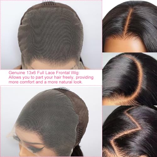 BELE 13x6 Full Lace Front Wigs Human Hair HD Transparent Body Wave Lace Front Wigs Human Hair Upgraded 14A Pre Plucked Bleached Tiny Knots Full Lace Frontal Wig 180 Density Natural Black 26 Inch - Image 5
