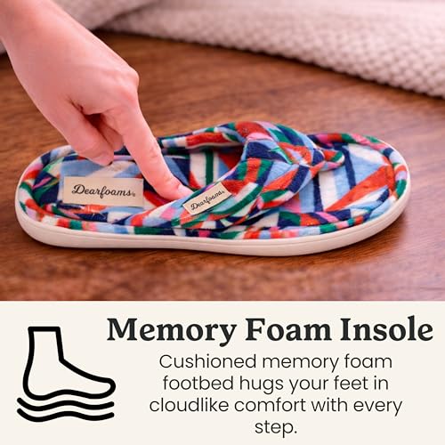 Image of Dearfoams Women's Melanie Colorblocked Microfiber Terry Thong Slipper