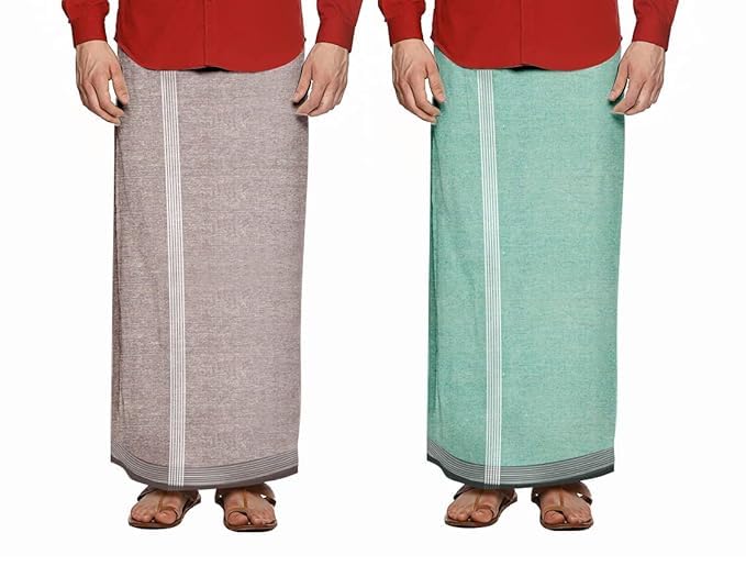 Image of Men's Cotton Lungi | Traditional Indian Wear | Soft & Breathable Checked Lungis for Daily Comfort, Home Wear & Casual Use | Free Size Wrap