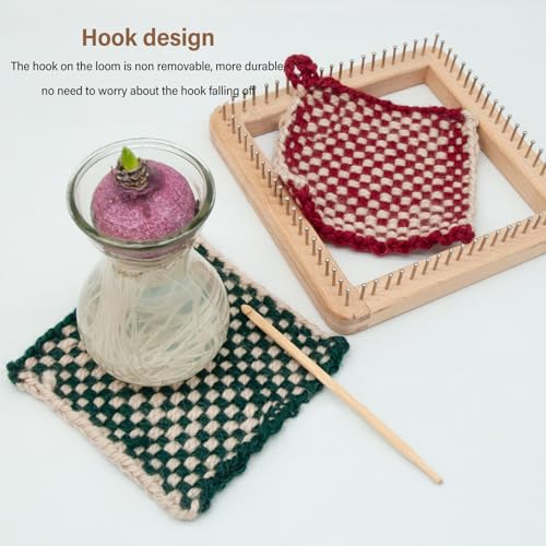 Cyrank Wooden Knitting Loom, Hand Craft Loom Knitting Board Tool Scarf Weaving Loom Mini Knitting Loom for DIY Weaving Beginners(30 * 30cm)