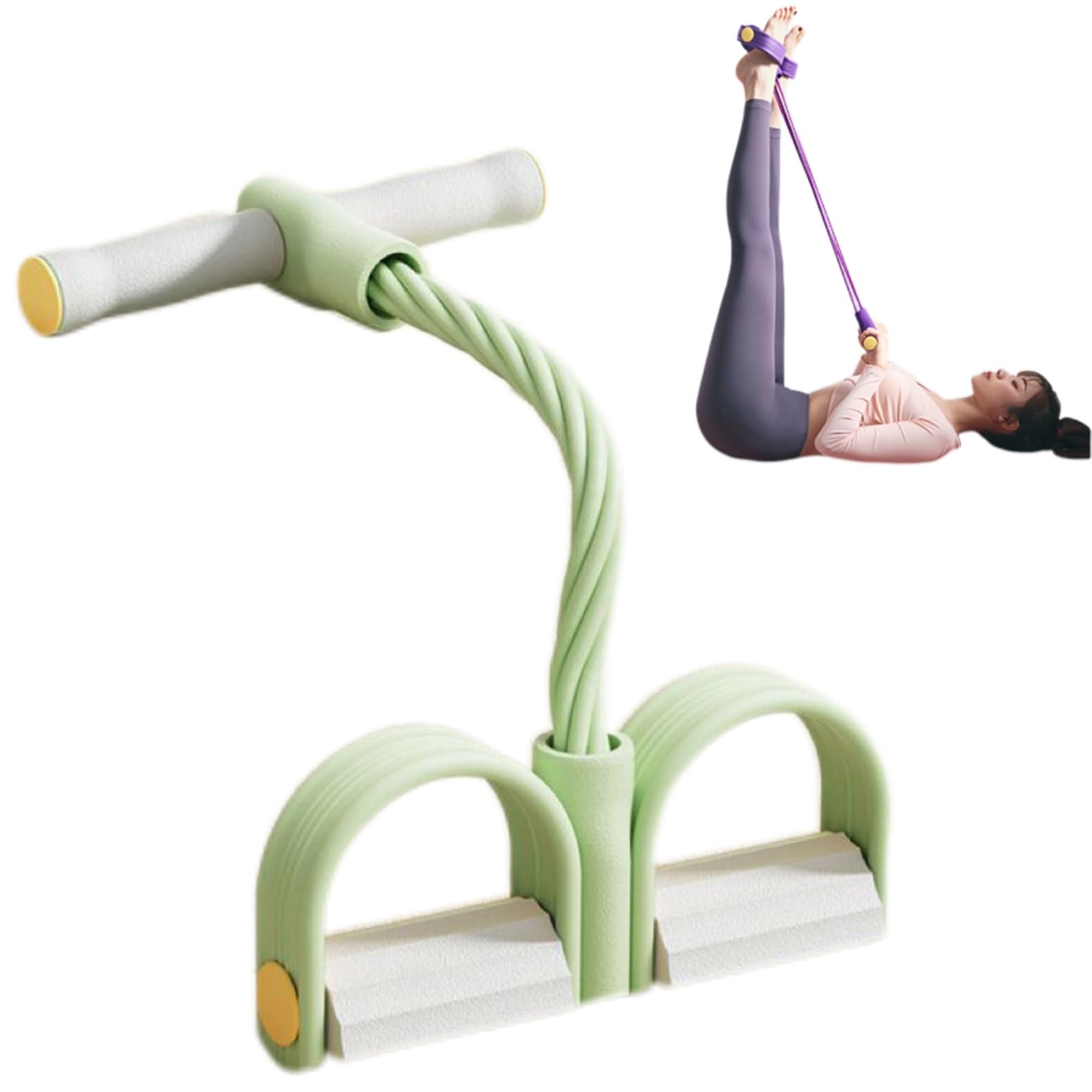 21 Fitness Resistance Bands-4/6 Tube Pedal Ankle Puller,2025 New Stretch Bands for Exercise, Sit Up Exercise Equipment with Handles, for Abdomen/Waist/Arm/Leg Stretching Training (Green, Six Tubes)
