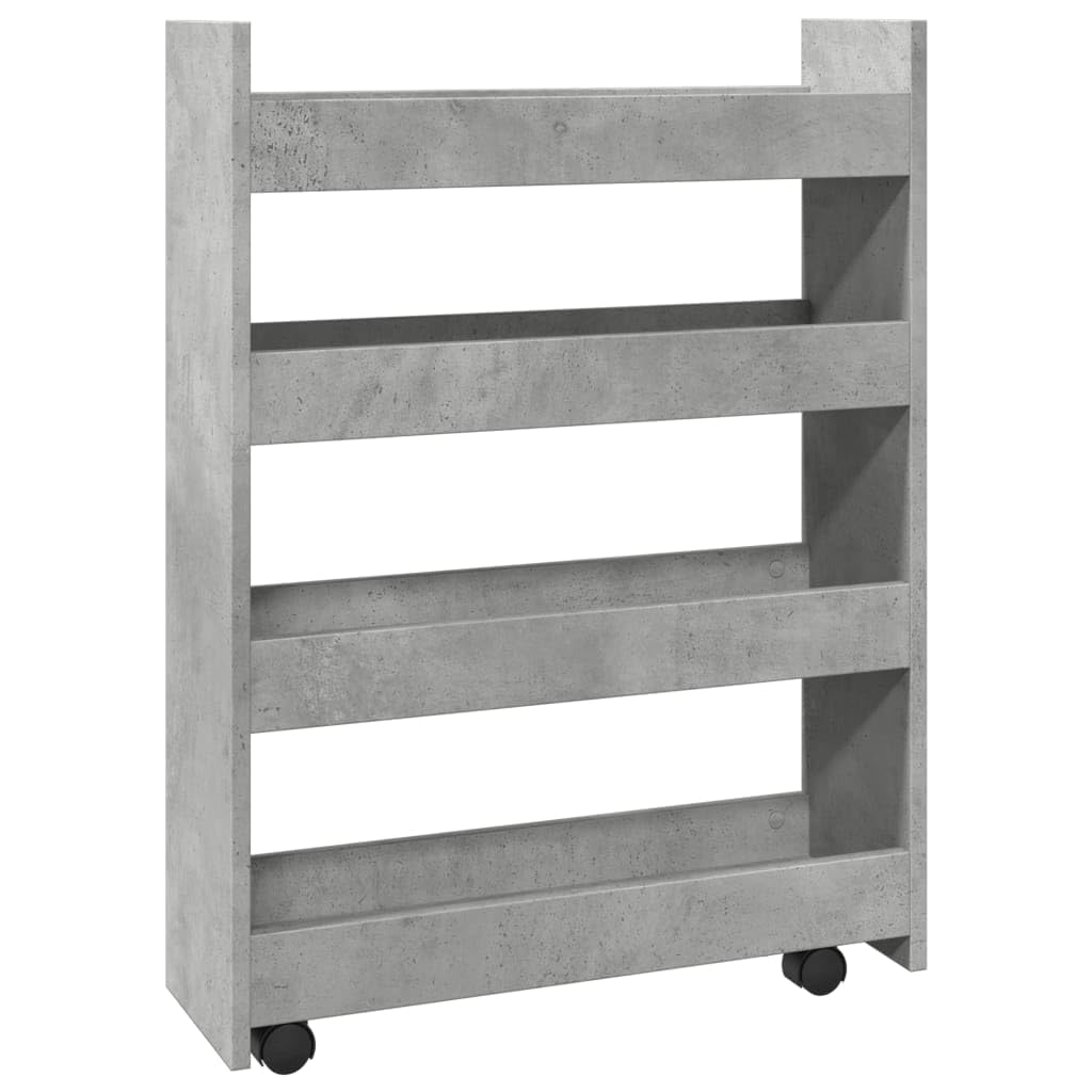 vidaXL Carrello Stretto a 4 Livelli Grigio Cemento in Truciolato