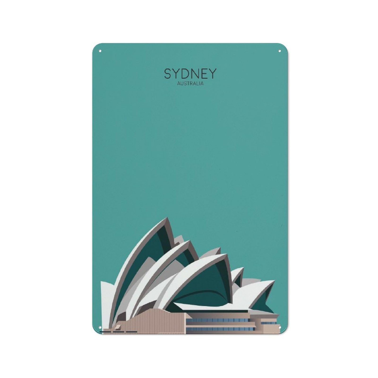 Junmoney Sydney Travel Snippet Rustic Metal Plaque 30X20cm For Hobby Room Or Studio, For Creative Interior Collectors