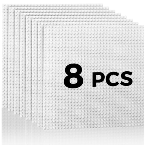 Etarnfly Classic Baseplates Building Plates-10 x 10 Building Boards 100% Compatible with All Major Brands and Activity Table Creative Platforms Mats for Toy Bricks (White 8 Pack)