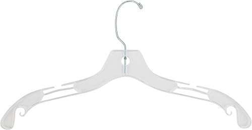 Miniatura 1 de Perchas pesadas de plástico transparente de 17 pulgadas de ancho para adultos con gancho giratorio y hombros con muescas transparente 100