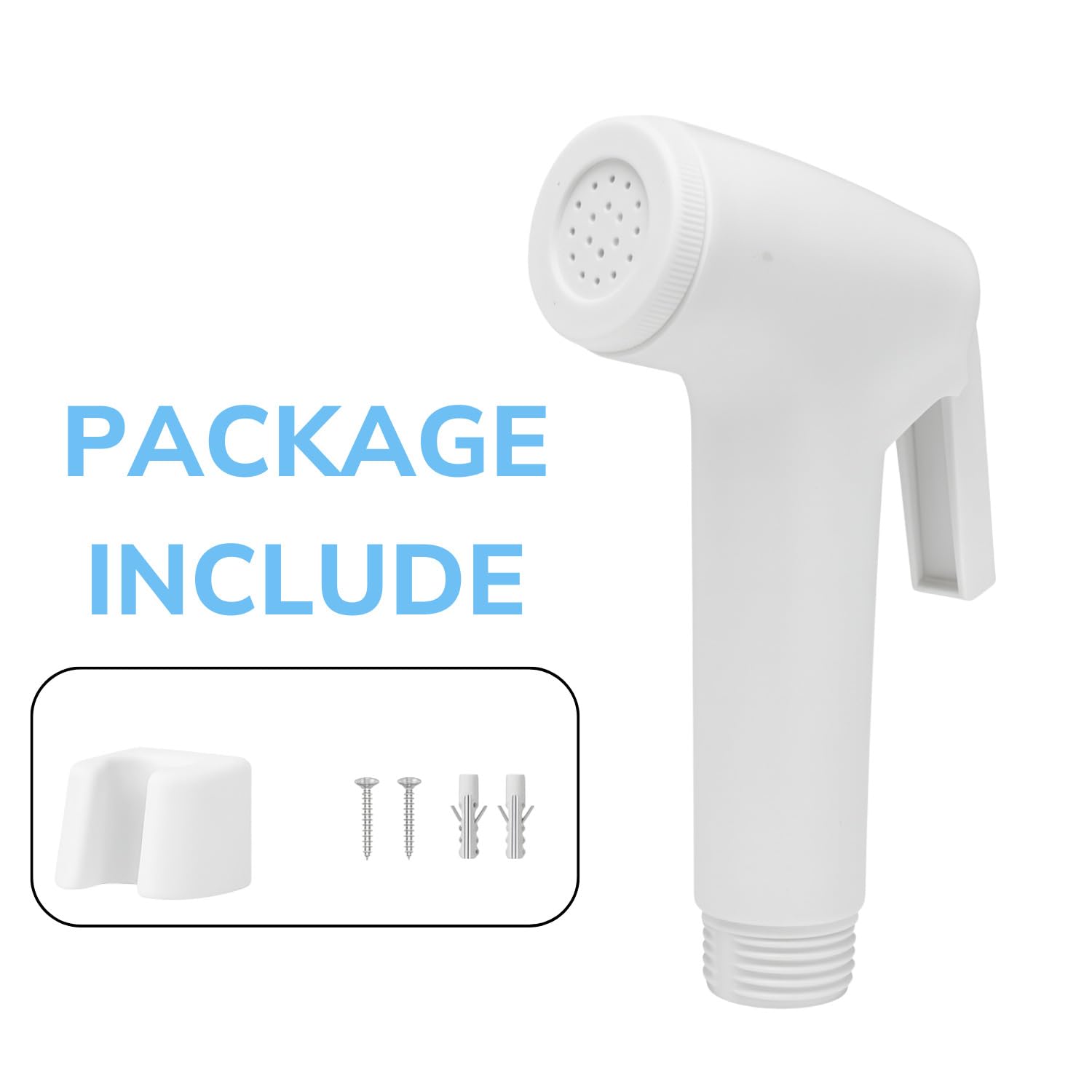 HOMEMATES White ABS Handheld Bidet Spray for Toilet, High-Pressure Jet with Leakproof Nozzle, Wall Hook & Screws for Bathroom Hygiene and Cleaning 3