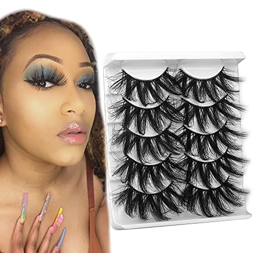 Dramatic Eyelashes 25mm Long Eyelashes Fluffy 3D Eyelashes Wtvane False Eyelashes 5 Pairs Pack