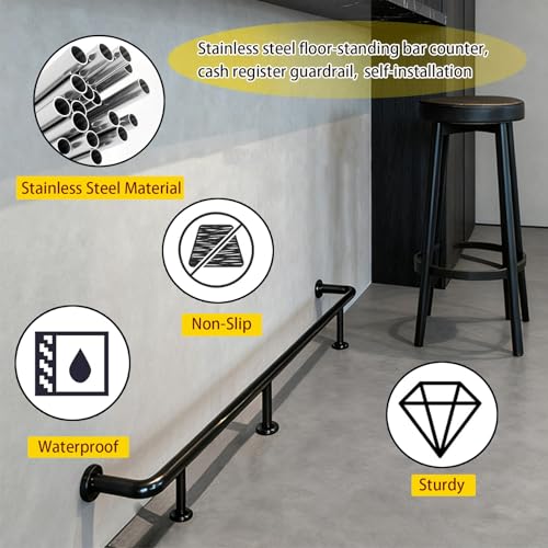 Repose-pieds de bar 120 cm avec kit de fixation sous comptoir
