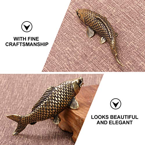 Besportble Chinese Feng Shui Fish Statue Figurine Brass Arowana Golden Fish Wealth Lucky Treasure Sculpture Desktop Ornament For Home Office Decoration Gifts Golden #TOP5