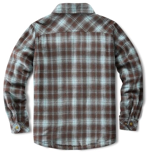 Image of Men's Sherpa Cotton Flannel Shirt Jacket Plaid Button Coat Pocket