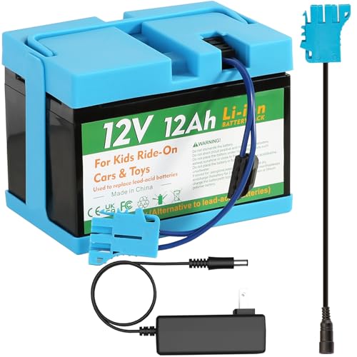 CHUNCAIL 12V 12Ah Lithium-Akku für Peg Perego Kinderfahrzeuge mit Ladegerät und Adapterkabel