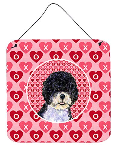 Caroline's Treasures SS4490DS66 Portuguese Water Dog Hearts Love Valentine's Day Wall or Door Hanging Prints Aluminum Metal Sign Kitchen Wall Bar Bathroom Plaque Home Decor, 6x6, Multicolor