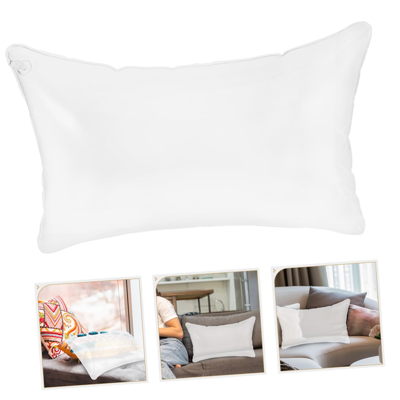 MAGICLULU 4piezas Almohada Inflable para Viaje y Camping Soporte Cervical Ergonómico Pack PVC Transparente y Ligera
