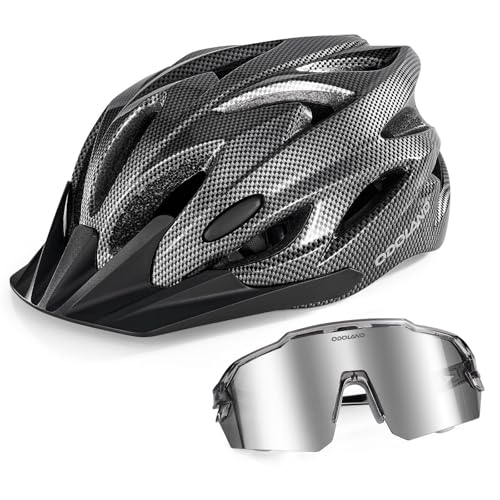 Image of Odoland Adult Bike Helmet with Cycling Sunglasses Set for Men & Women | Safety Certified Bicycle Helmet, UV Protection Glasses, Adjustable Dial for Mountain, Urban, Skating, Road, City Commuting