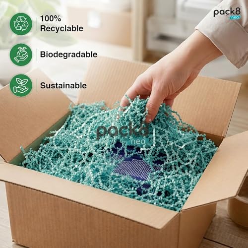 Image of Pack8neo Shredded Paper Grass Cutting For Giftpacking Fill for Gift Baskets and Boxes (1000g)| Eco-friendly grass paper, Crinkle Cut, Gift Packaging Protection & Decoration Material, Green, 1kg