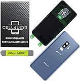 CELL4LESS Compatible Back Glass Cover Back Door w/Pre-Installed Camera Lens - Adhesive-Removal Tool- Camera Lens for Samsung Galaxy S9+ Plus - All Models G965 All Carriers- OEM Replacement (Blue)