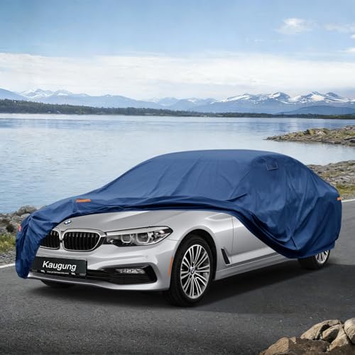 Image of Kaugung Custom Fit Car Cover for BMW 5 Series M5 528i 530 530i 535i 540i (1988-2026), Heavy Duty Waterproof All Weather Outdoor Protection, Breathable Full Exterior Cover with Vent, Rain Sun UV Proof