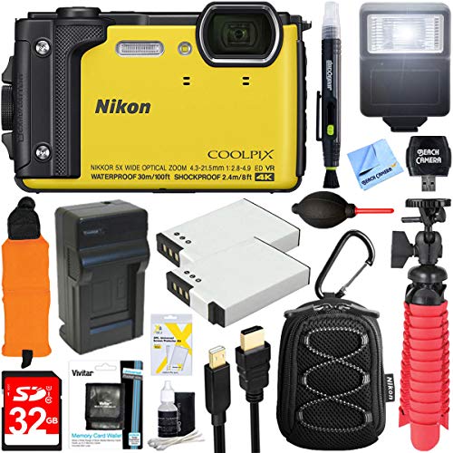 Nikon COOLPIX W300 16MP 4k Ultra HD Waterproof Digital Camera (Yellow) + 32GB