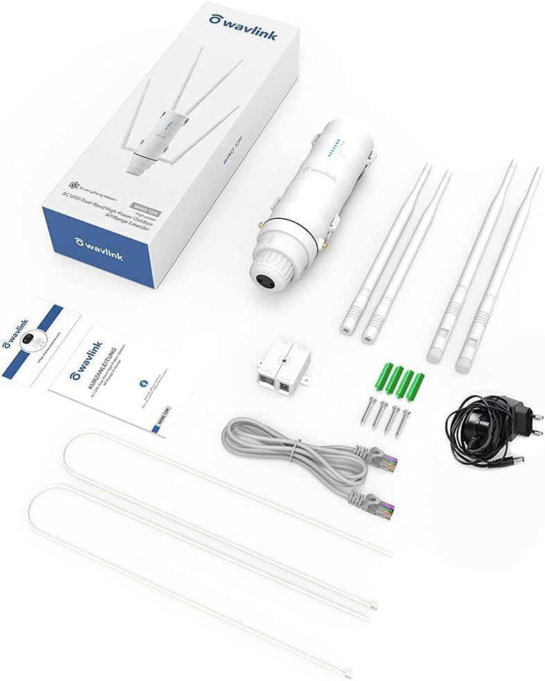 Contents of the WAVLINK AC1200 Outdoor WiFi Extender package