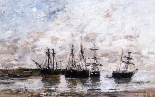 DTAUPREB Pintura por números para adultos y niños, veleros, Eugene Boudin, kit digital de pintura al óleo sobre lienzo decorativo