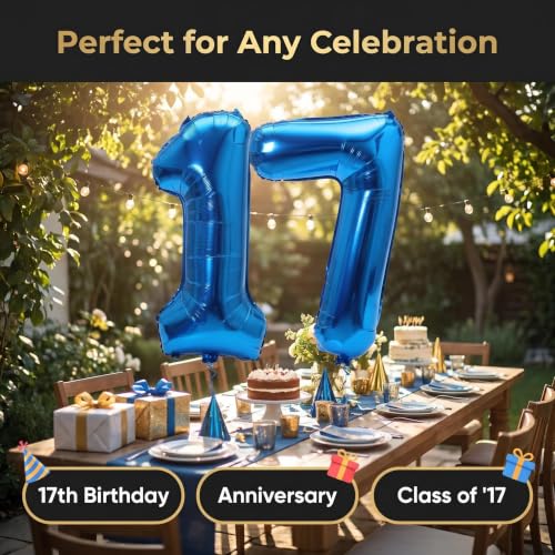 Image of YPSelected 32 Inch Large Foil Helium Number Balloon Birthday Wedding Party 0-9 (Blue, 7)