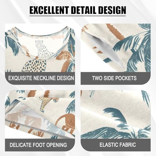 senya Short Sleeve Pajamas Sets Summer Cotton Sleepwear Tropical Palm Tree Asian Leopard4