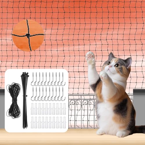 AEMCHDM Filet pour Chat Haut de Gamme pour Balcon, Résistant Aux Morsures Et à La Déchirure, Amélioré 10x3m Filet de Protection Chat, pour Sécuriser Les...