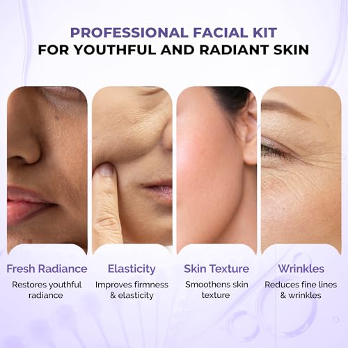 Image of Streax Professional Anti Ageing Facial Kit for Wrinkle Reduction, Firming & Youthful Glow, Reduces Fine Lines, Boosts Collagen, 6 Step Professional Salon-Like Mini Facial Kit at Home (30g + 15ml)